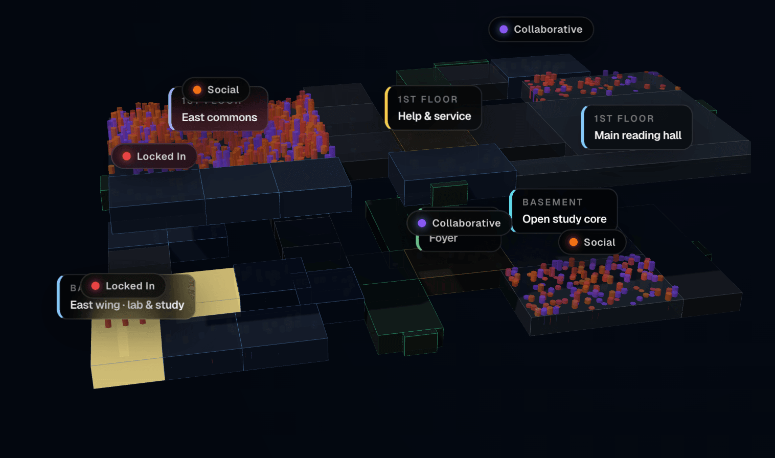 foco: 3d floor map with activity heat